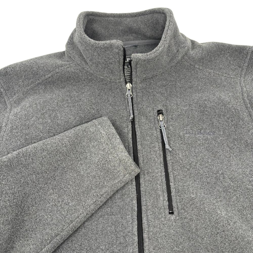 L.L. Bean Mens XL Gray Soft‎ Fleece Full Zip Polartec Long Sleeve Sweater